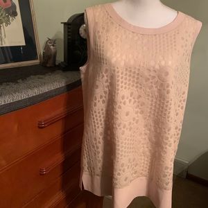 Lafayette 148 New York Half-Mesh Blouse: Large